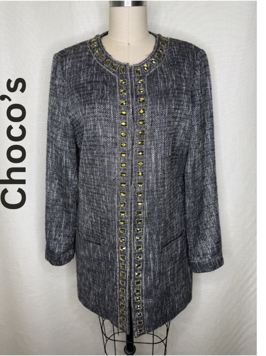 Chico's Tops - Chico’s Embellished Tweed Jacket Size 1 Lightly Used Chic Classic Style
